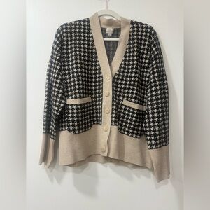 a new day Beige and Black Houndstooth Cardigan